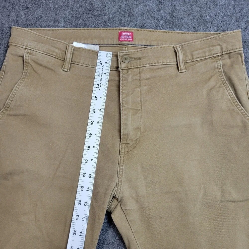 Levis Chino Pants Mens 36x32 Brown Stretch Flat Front XX Standard Tapered Leg